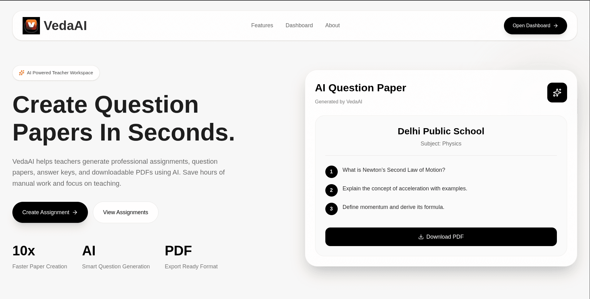 VedaAI – AI-Powered Assignment & Learning Platform screenshot 1